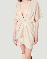 HALSEY V NECK METALLIC MINI DRESS image number null